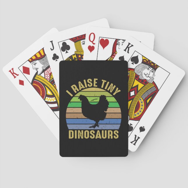 Chicken Art I Raise Tiny Dinosaurs Playing Cards (Back)