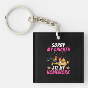 Chicken Art My Chicken Ate My Homework Keychain