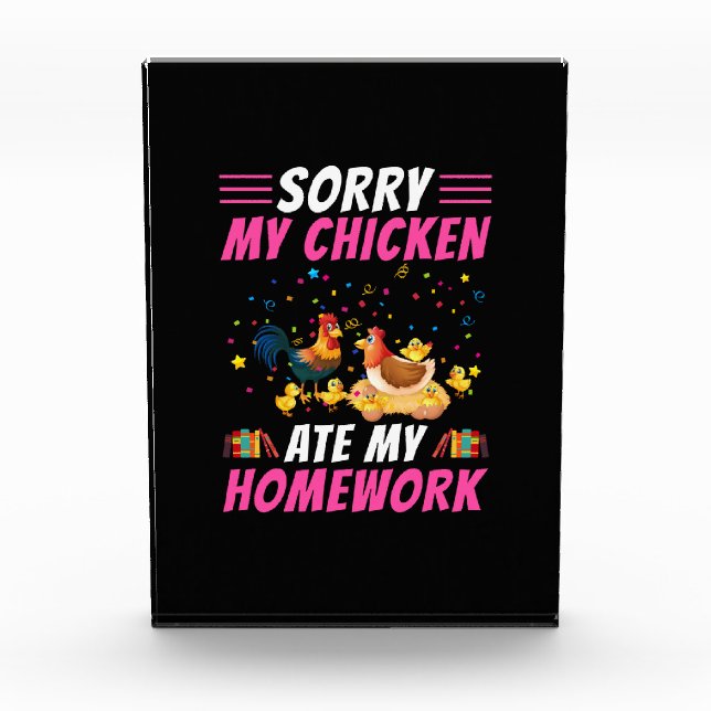 Chicken Art My Chicken Ate My Homework Photo Block (Front)