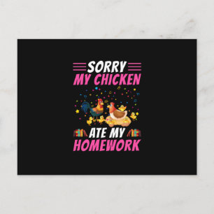 Chicken Art My Chicken Ate My Homework Postcard