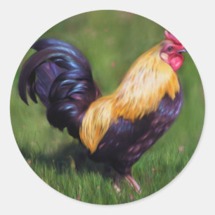Chicken Art Stuart Bantam Rooster Classic Round Sticker