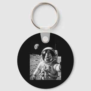 Chicken Astronaut Selfie On The Moon Funny Chicken Keychain