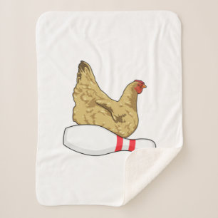 Chicken at Bowling with Bowling pin Sherpa Blanket