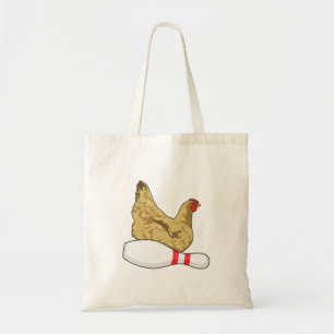 Chicken at Bowling with Bowling pin Tote Bag
