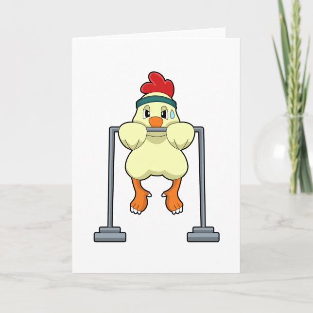 Chicken at Fitness Pull-ups Card (Front)