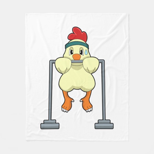Chicken at Fitness Pull-ups Fleece Blanket (Front)