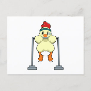 Chicken at Fitness Pull-ups Postcard