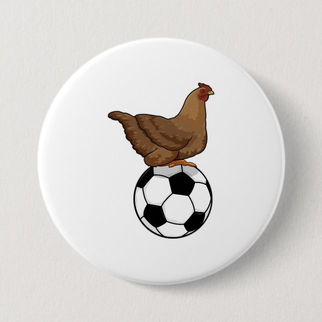 Chicken at Soccer Sports 3 Inch Round Button (Front)