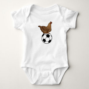 Chicken at Soccer Sports Baby Bodysuit
