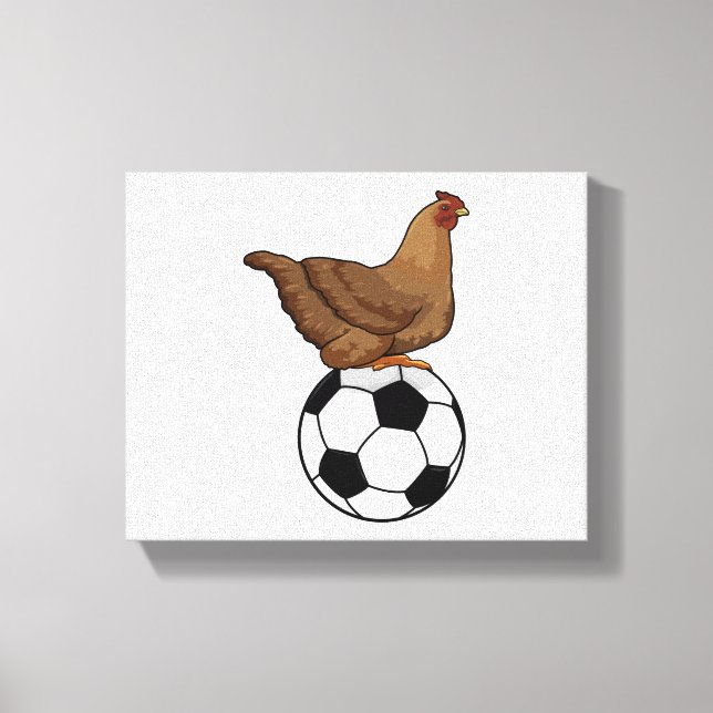 Chicken at Soccer Sports Canvas Print (Front)