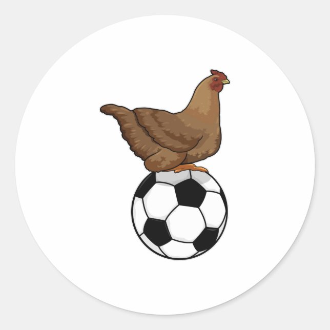 Chicken at Soccer Sports Classic Round Sticker (Front)