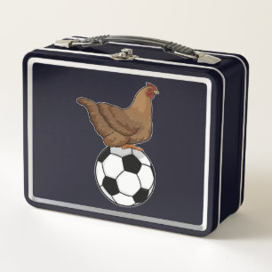 Chicken at Soccer Sports Metal Lunch Box