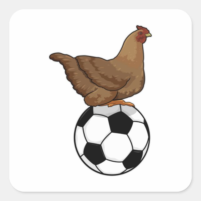 Chicken at Soccer Sports Square Sticker (Front)