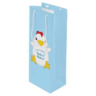 Chicken Baby Shower Blue Wine Gift Bag