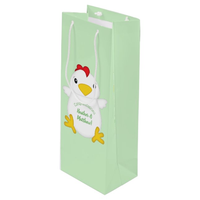 Chicken Baby Shower Farm Wine Gift Bag (Front Angled)