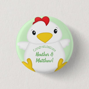 Chicken Baby Shower Green 1 Inch Round Button