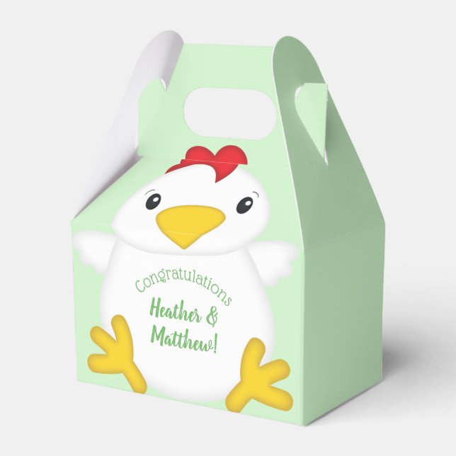 Chicken Baby Shower Green Favor Box (Front Side)