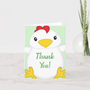 Chicken Baby Shower Green Thank You Card