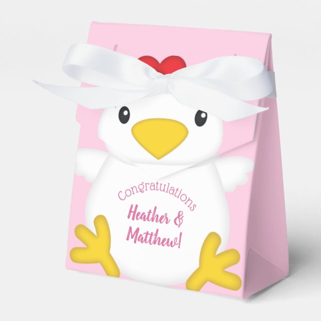 Chicken Baby Shower Pink Farm Favor Box (Front Side)