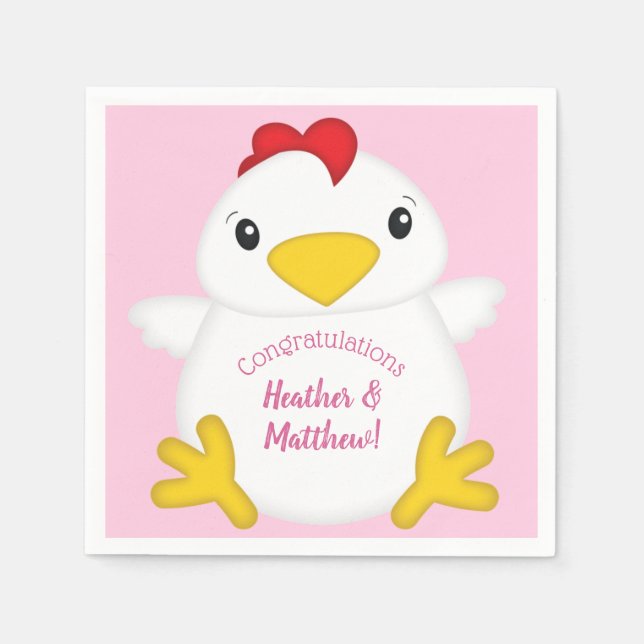 Chicken Baby Shower Pink Farm Napkin (Front)