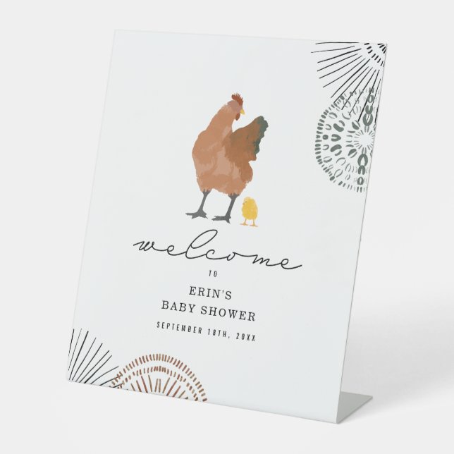 Chicken Baby Shower Welcome 8x10 Poster Pedestal Sign (Front)