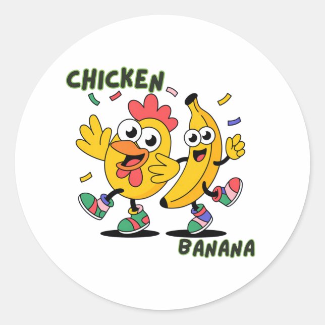 CHICKEN BANANA DANCE CLASSIC ROUND STICKER (Front)