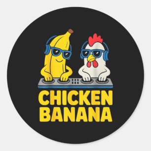Chicken Banana Dj Classic Round Sticker