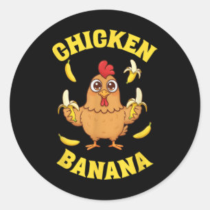 Chicken Banana Funny  Classic Round Sticker