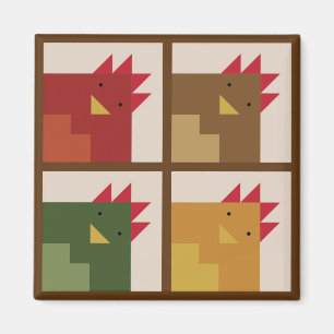 Chicken Barn Quilt Magnet