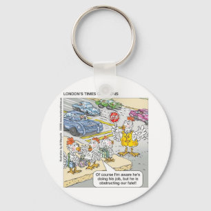 Chicken Barriers Funny Cartoon Gifts & Tees Keychain