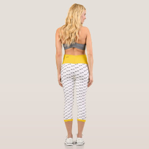 Chicken Be Crazy! Funky Fun Black & White & Yellow Capri Leggings