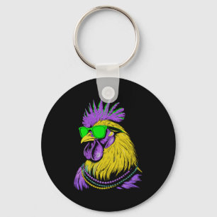 Chicken beads mardi gras carnival farming farmer keychain