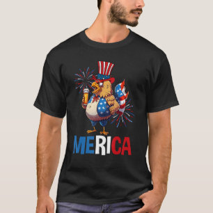 Chicken Beer Happy Patriotic 4th of July American T-Shirt