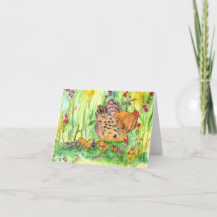 Chicken Bird Family Watercolor Blank Note Card