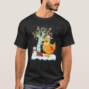 Chicken Bird Xmas Tree Lighting Santa Hat Chicken  T-Shirt