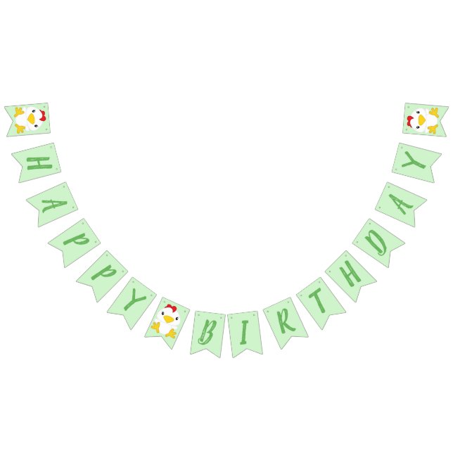 Chicken Birthday Party Green Bunting Flags (All)