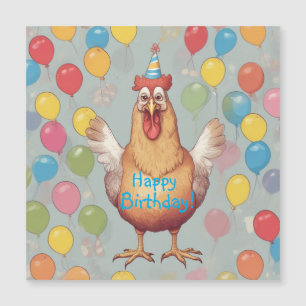 Chicken Birthday Party Magnetic Card