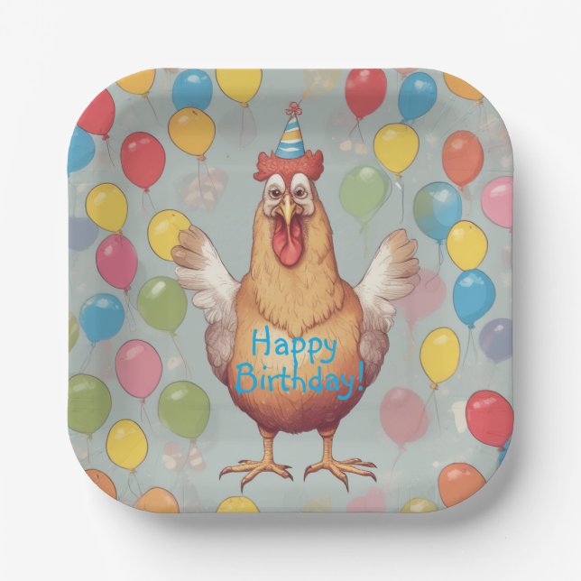 Chicken Birthday Party Paper Plate (Front)