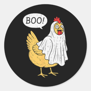 Chicken Boo Halloween Costume Farmer Boys Teens Gi Classic Round Sticker
