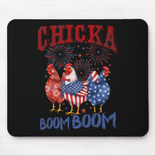 Chicken Boom Boom Funny Patriotic Chicka 4th Of Ju Mouse Pad