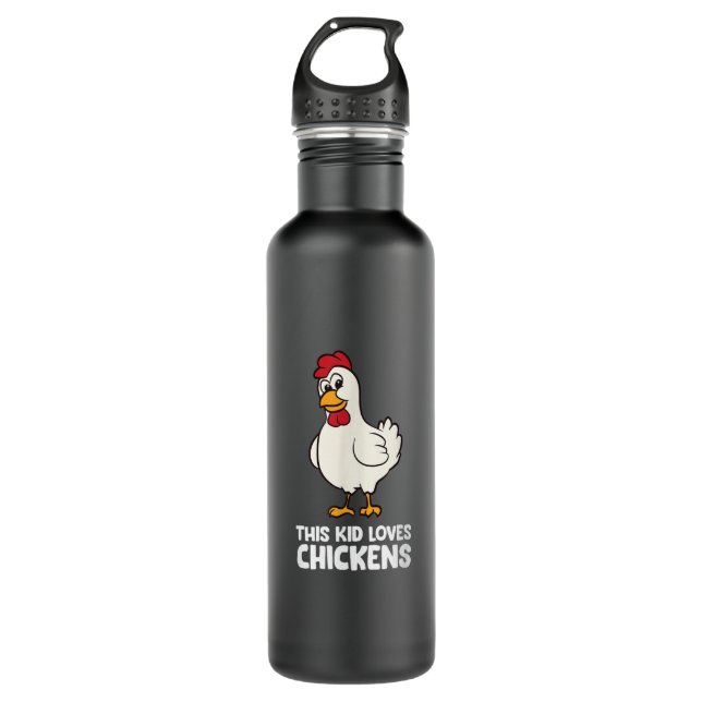 Chicken Boy Chicken Girl This Kid Loves Chickens  710 Ml Water Bottle (Front)