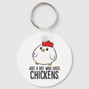 Chicken Boy Just a Boy Who Loves Chickens Keychain