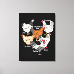 Chicken Breeds Chicken Lover Gift Men Chickens Canvas Print