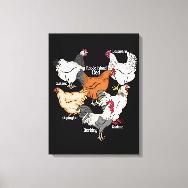 Chicken Breeds Chicken Lover Gift Men Chickens Canvas Print (Front)