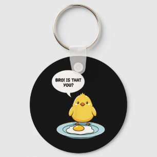 Chicken Bro! Is That You Cute Chick Vs Fried Egg F Keychain