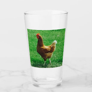 Chicken Brown Green Glass Cup