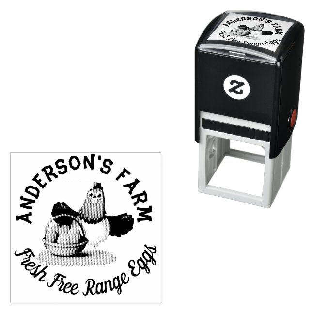 Chicken Business Funny Custom Family Farm Egg Self-inking Stamp (In Situ)