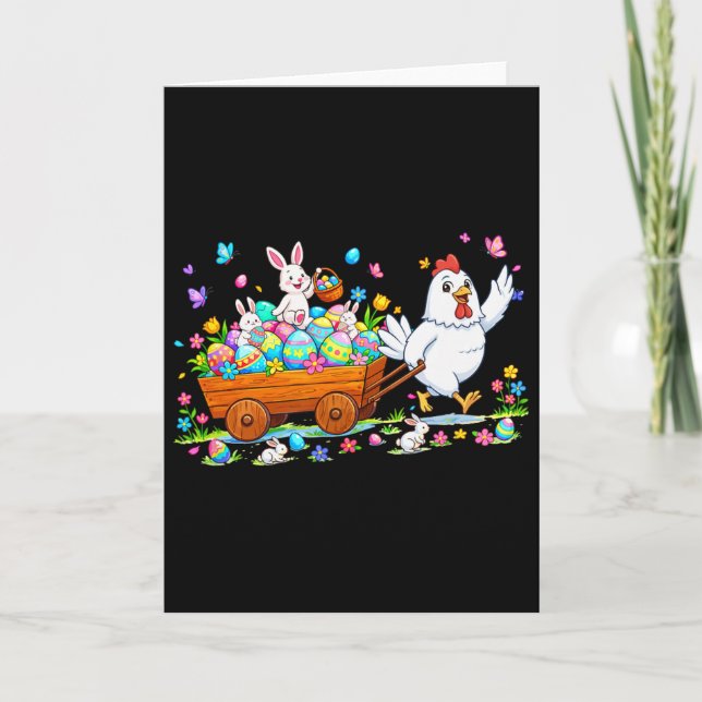 Chicken Carrying Bunnies Easter Chocolate Eggs Col Card (Front)