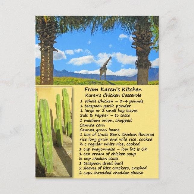 Chicken Casserole Recipe Postcard (Front)