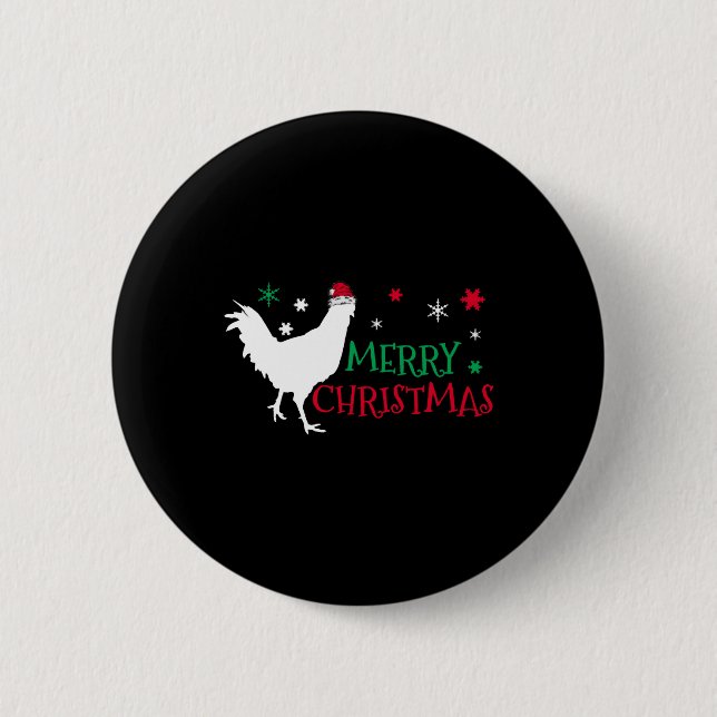 Chicken Christmas  2 Inch Round Button (Front)